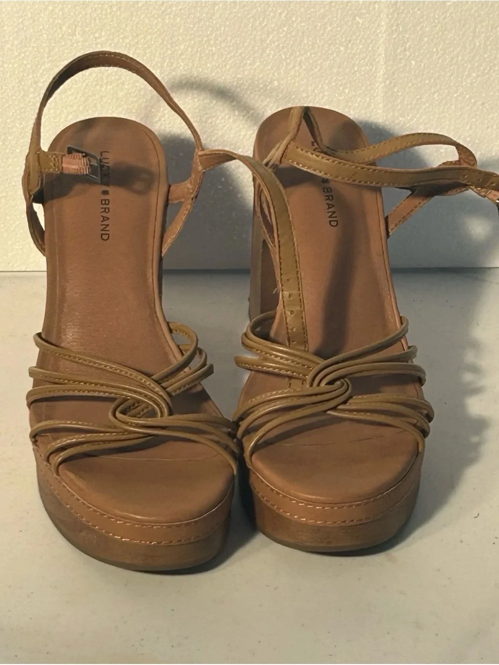 Lucky Brand Tan Strappy Platform Sandals